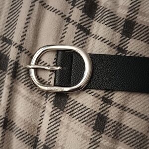 Steve Madden Black Belt with Silver Buckle